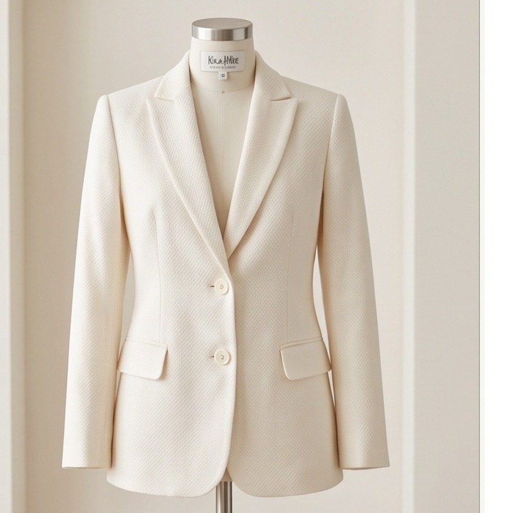 Neiman Marcus Exclusive 8 Silk Boucle Blazer Cream Vintage USA Made Lined
